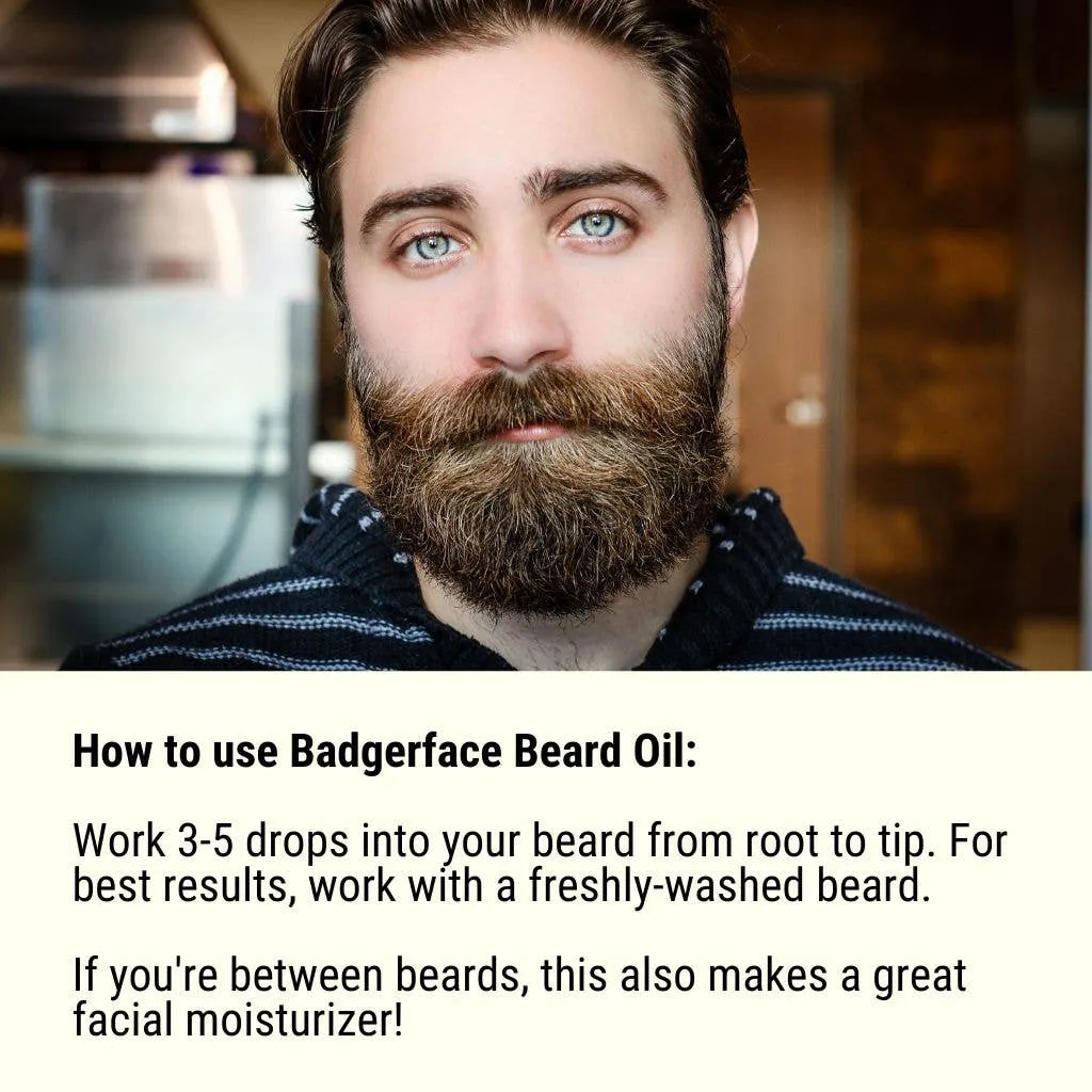 Badgerface Natural Beard Oil. Beard Care. Beard Products.