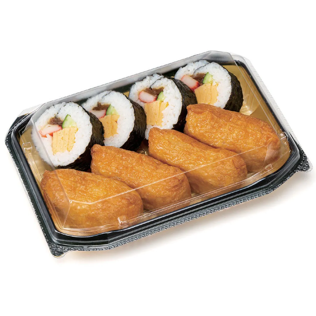BioPET Neo Shell Hinged Gold Take-Out Sushi Tray 8.2" x 5.8" (300/case)