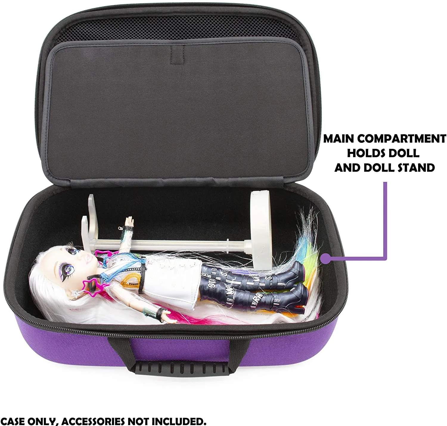 CASEMATIX Doll Travel Case Compatible with Rainbow High Dolls and Rainbow Surprise Hair Studio - Protective Carrier with Handle for Dolls