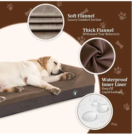 Durable Flannel Fabric Orthopedic Bed with Pillow for Large Dogs