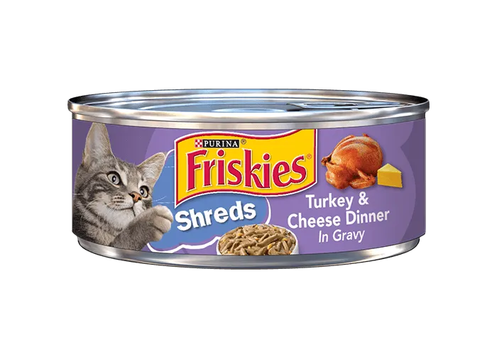 Friskies Savory Shreds Turkey And Cheese Dinner In Gravy Canned Cat Food