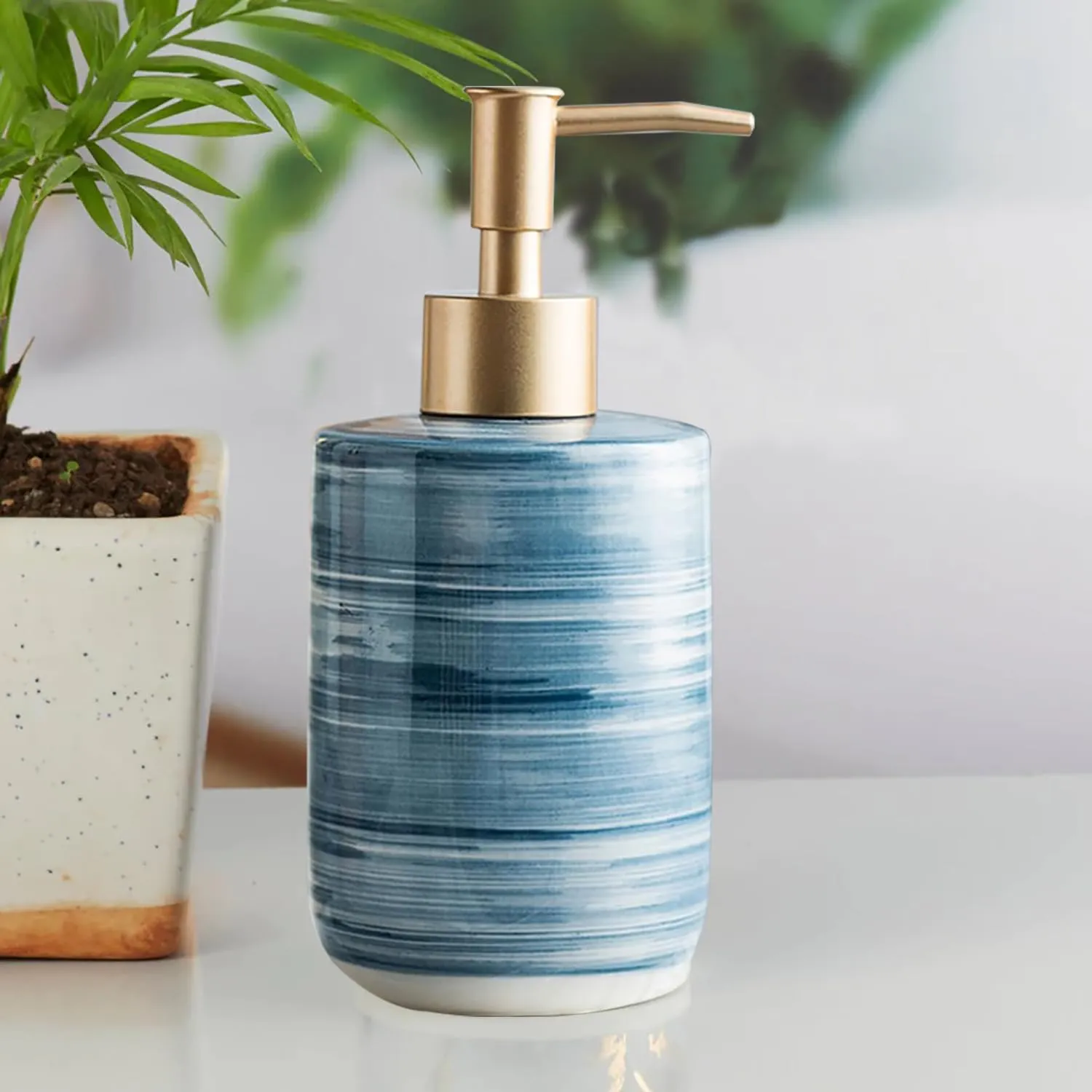 Homestic Liquid Soap Dispenser | Handwash Soap Dispenser | Soap Dispenser for Wash Basin | Shampoo Dispenser Bottle | Bathroom Dispenser Bottle | 350 ML | Blue