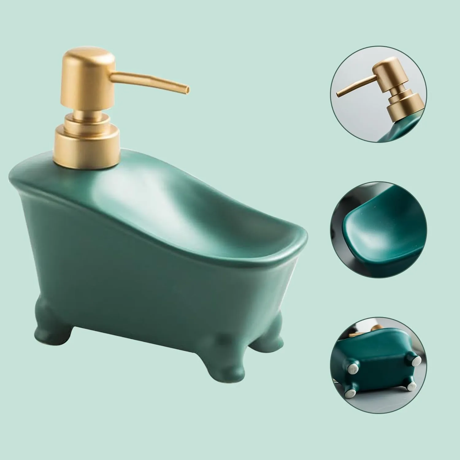 Homestic Liquid Soap Dispenser | Handwash Soap Dispenser | Soap Dispenser for Wash Basin | Shampoo Dispenser Bottle | Bathroom Dispenser Bottle | 350 ML | Green