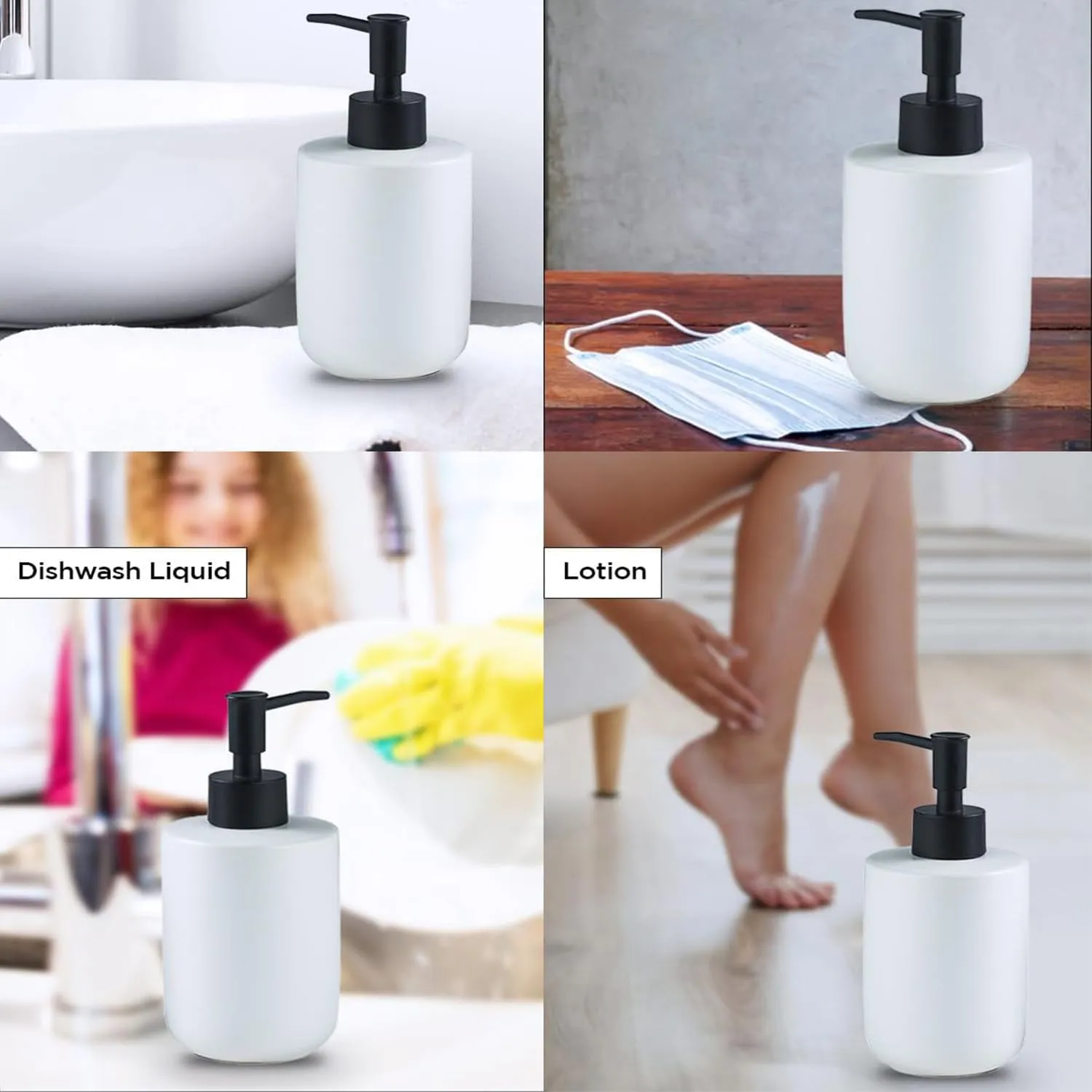 Homestic Liquid Soap Dispenser | Handwash Soap Dispenser | Soap Dispenser for Wash Basin | Shampoo Dispenser Bottle | Bathroom Dispenser Bottle | 350 ML | White