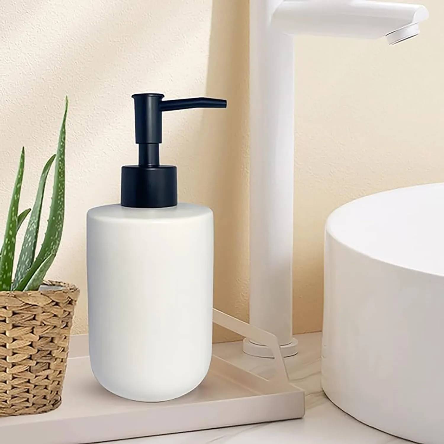 Homestic Liquid Soap Dispenser | Handwash Soap Dispenser | Soap Dispenser for Wash Basin | Shampoo Dispenser Bottle | Bathroom Dispenser Bottle | 350 ML | White
