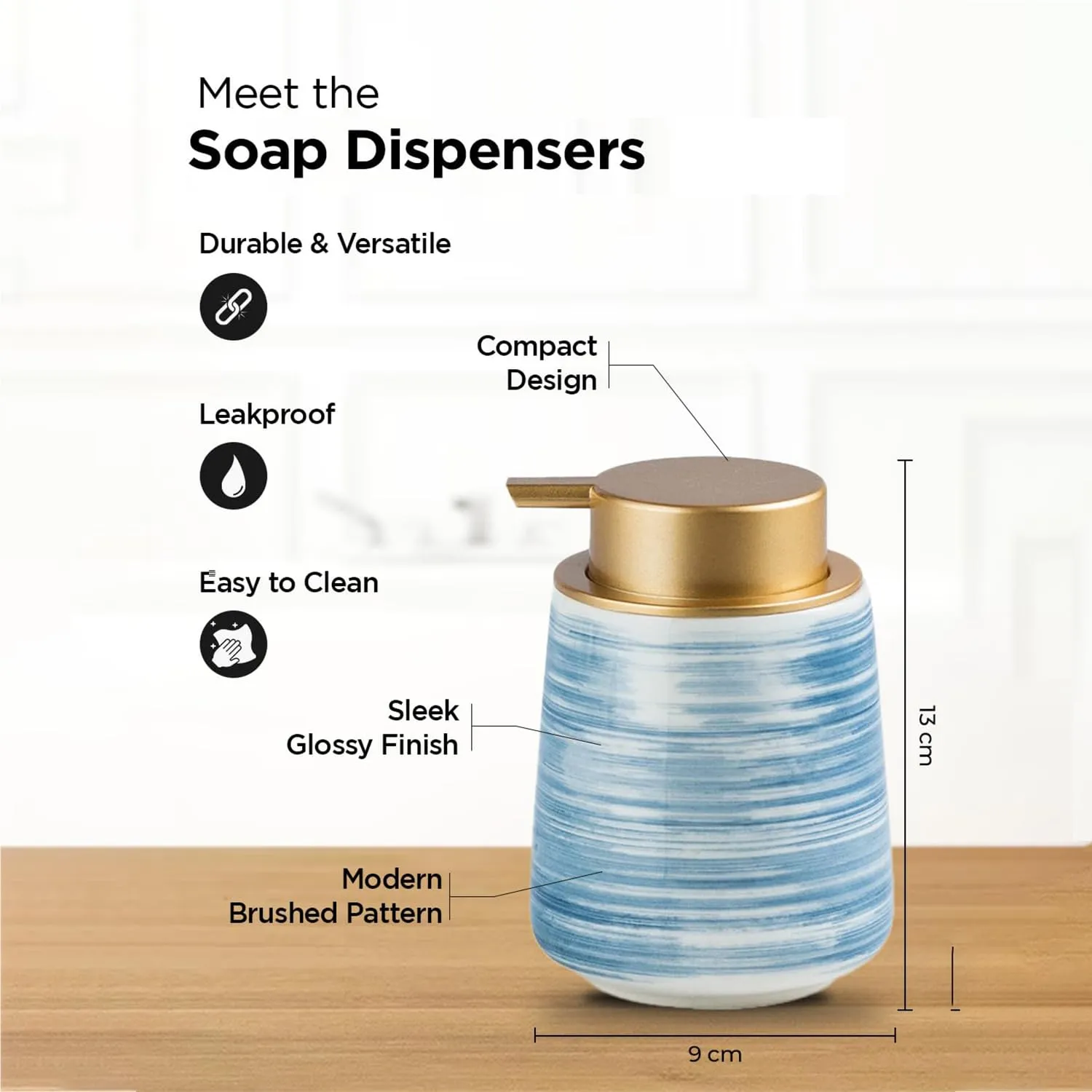 Homestic Liquid Soap Dispenser | Handwash Soap Dispenser | Soap Dispenser for Wash Basin | Shampoo Dispenser Bottle | Bathroom Dispenser Bottle | 430 ML | Blue
