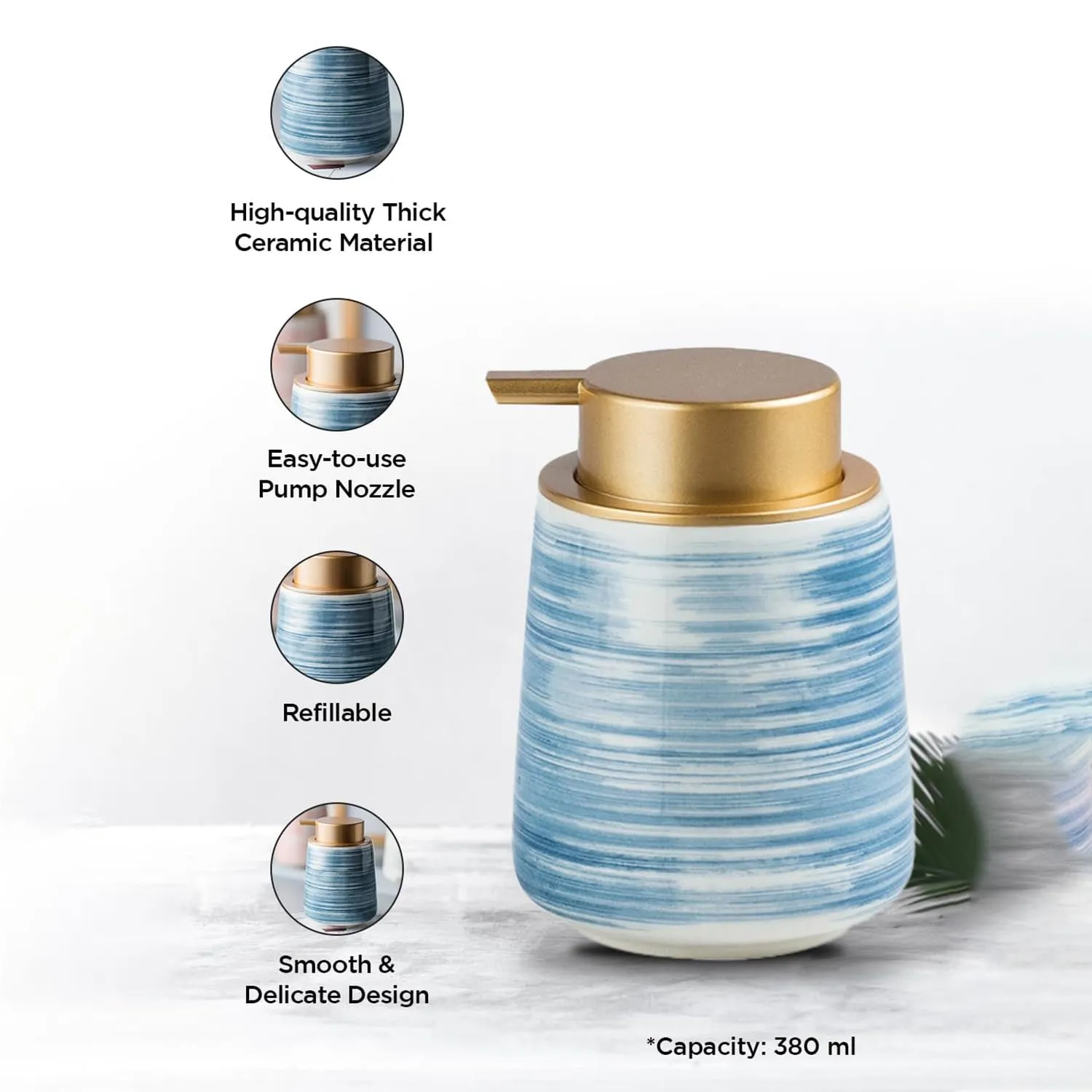 Homestic Liquid Soap Dispenser | Handwash Soap Dispenser | Soap Dispenser for Wash Basin | Shampoo Dispenser Bottle | Bathroom Dispenser Bottle | 430 ML | Blue