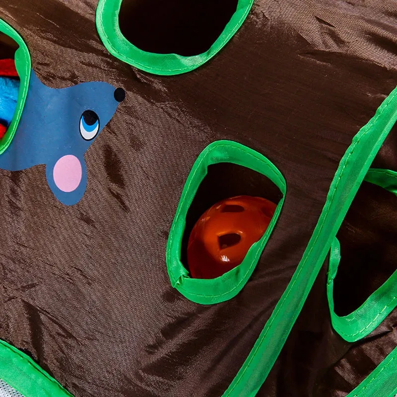 Interactive Cat Tunnel Toy with 9 Holes and Bell Tent