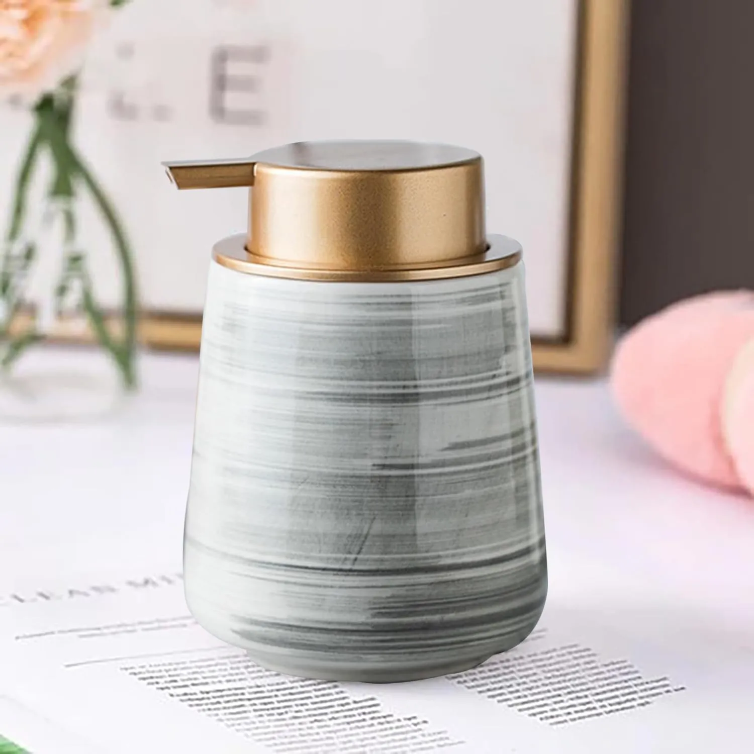 Kuber Industries Liquid Soap Dispenser | Handwash Soap Dispenser | Soap Dispenser for Wash Basin | Shampoo Dispenser Bottle | Bathroom Dispenser Bottle | 430 ML | Gray