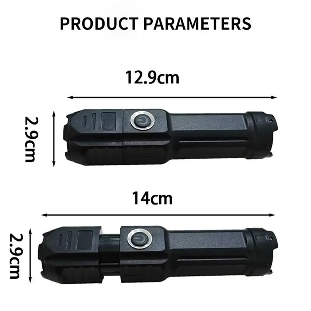 LED Flashlight Outdoor Telescopic Zoom Strong Light USB Charging Mini Portable Spotlight Long Range Torch Lamp