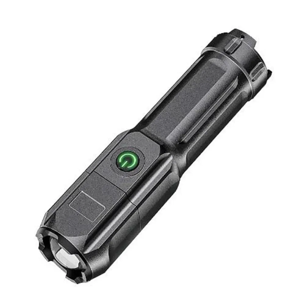 LED Flashlight Outdoor Telescopic Zoom Strong Light USB Charging Mini Portable Spotlight Long Range Torch Lamp