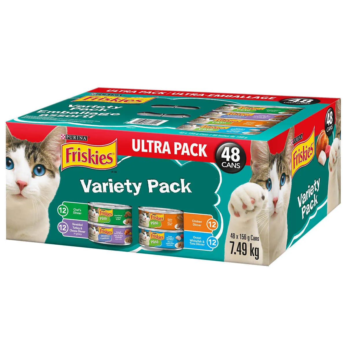 Purina Friskies Tuna Flavour Cat Food - 4 Flavors, 100% Balanced Nutrition - 48 Servings