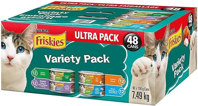 Purina Friskies Tuna Flavour Cat Food - 4 Flavors, 100% Balanced Nutrition - 48 Servings