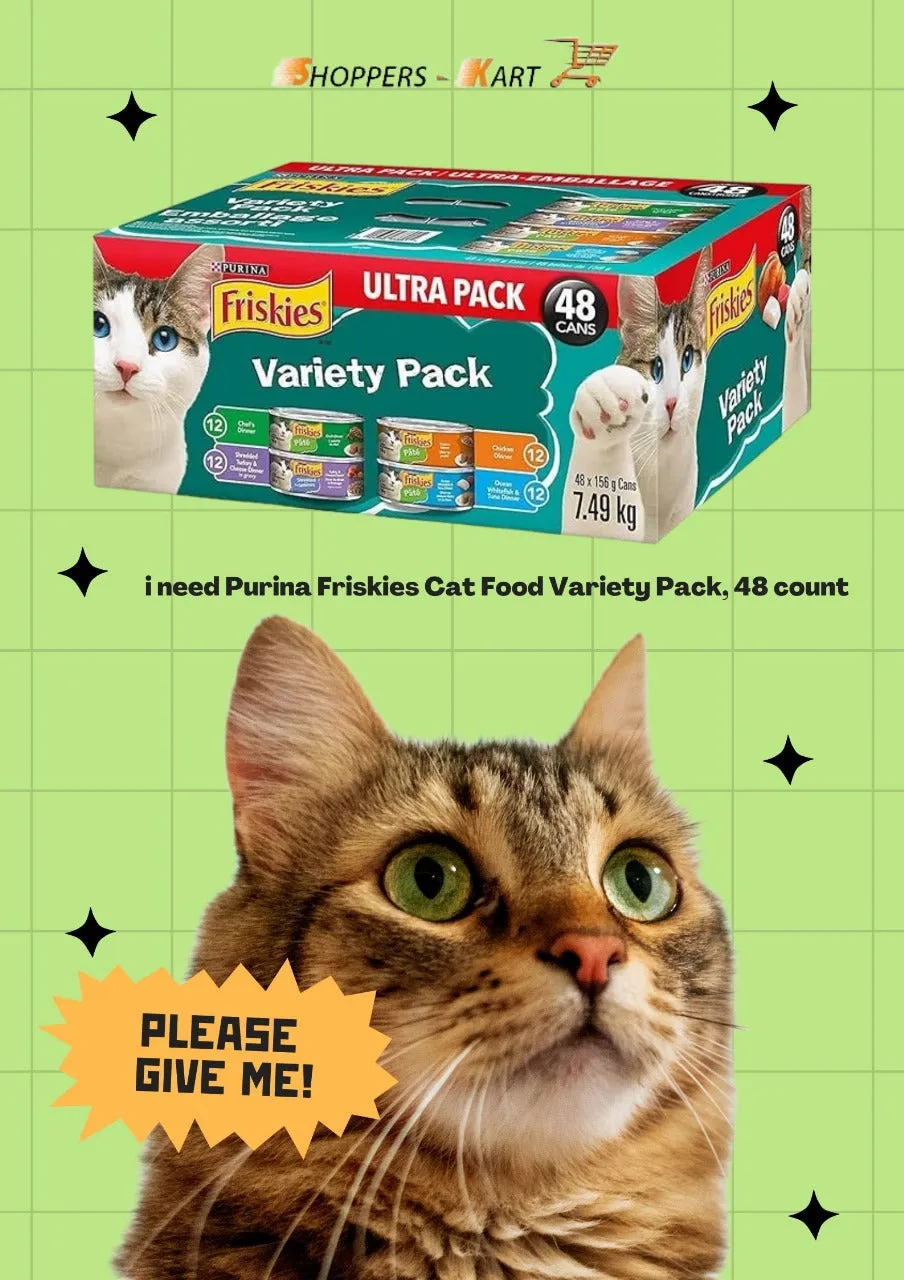 Purina Friskies Tuna Flavour Cat Food - 4 Flavors, 100% Balanced Nutrition - 48 Servings