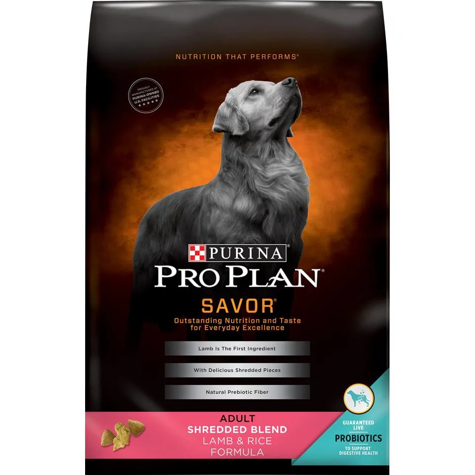 Purina Pro Plan Savor Adult Shredded Blend Lamb & Rice Formula Dry Dog Food