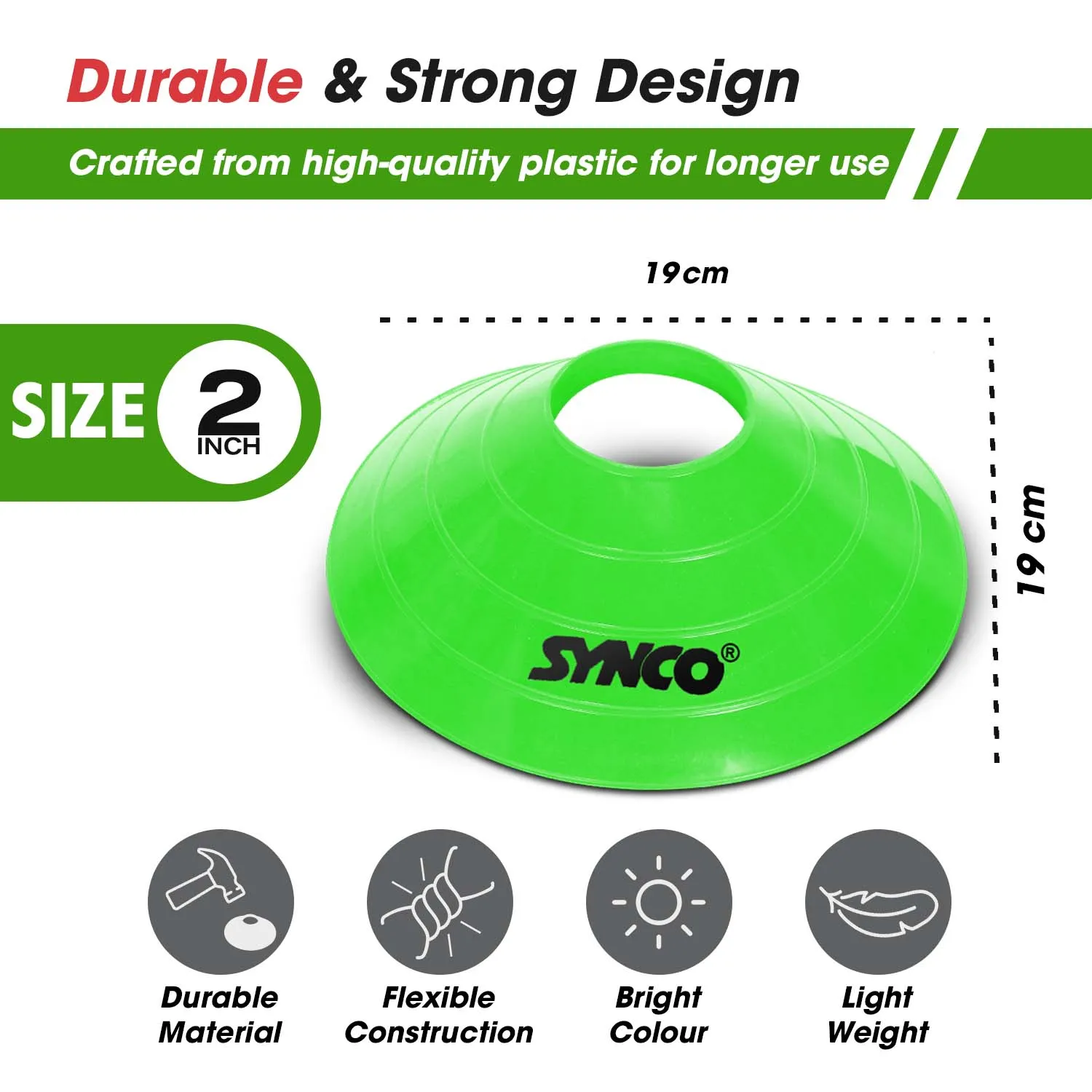 Synco Agility Disc Space Marker | for Training, Fitness  & Ground Marking with Carry Bag (2 inch)