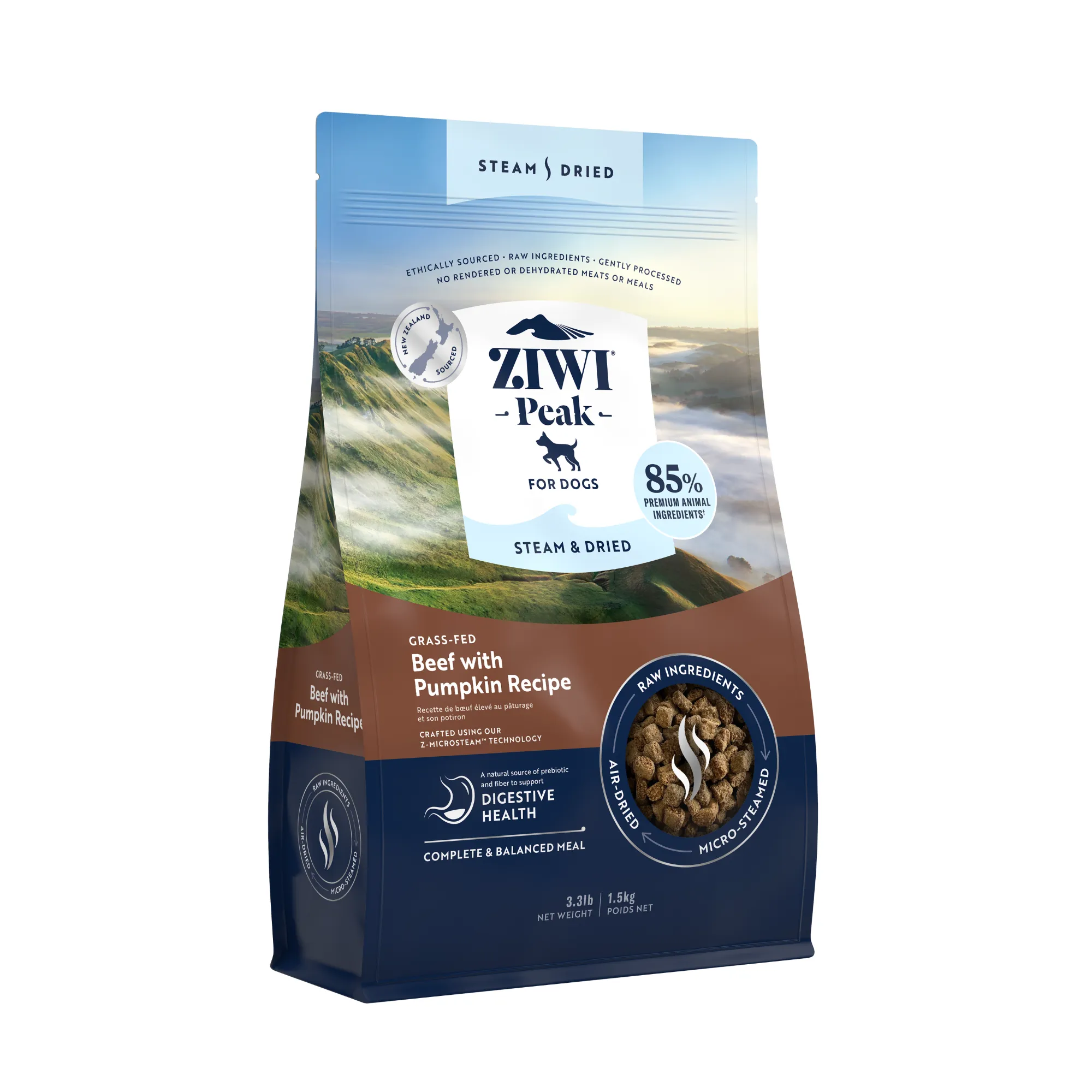 Ziwi Peak Steam & Dried Grass Fed Beef With Pumpkin Dry Dog Food
