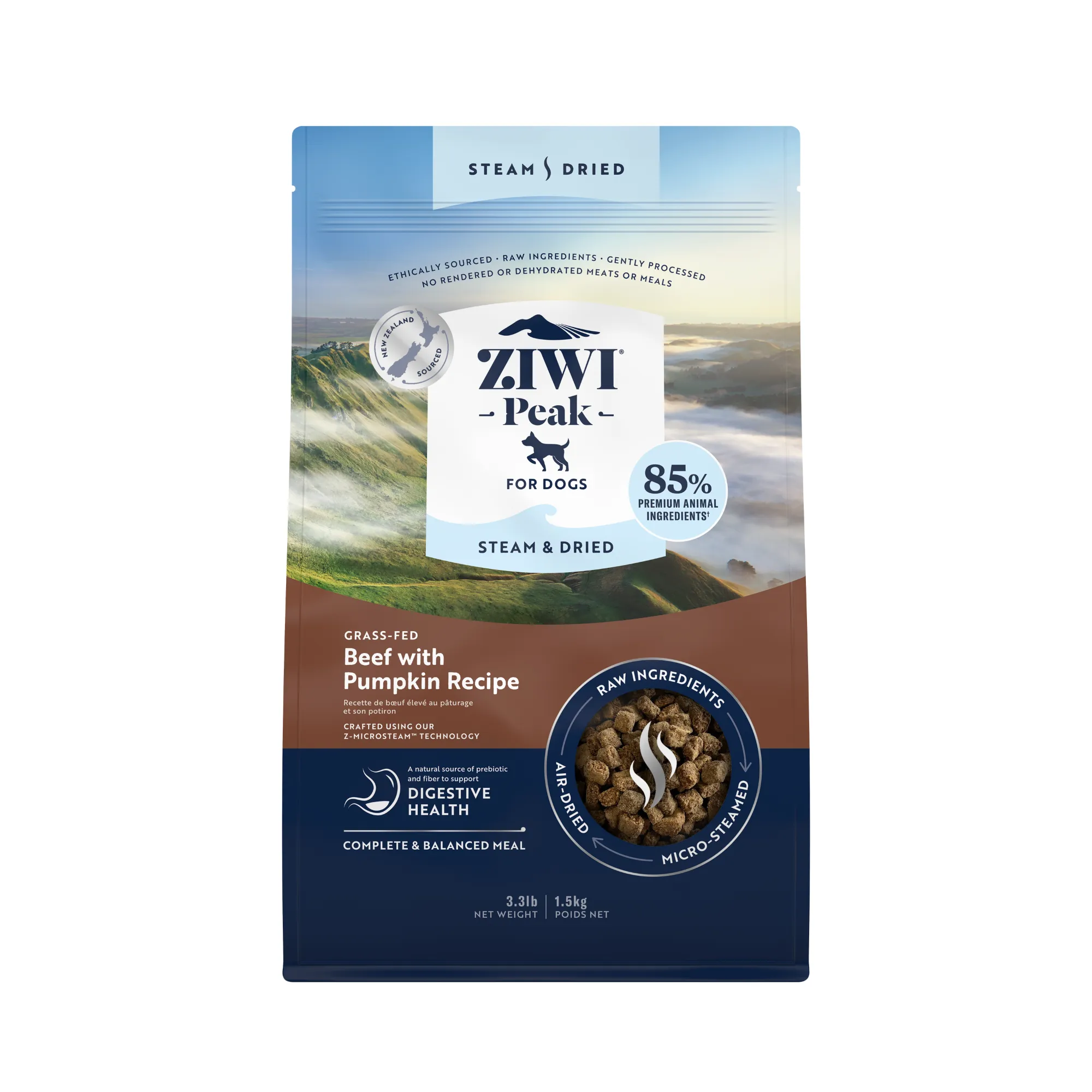 Ziwi Peak Steam & Dried Grass Fed Beef With Pumpkin Dry Dog Food