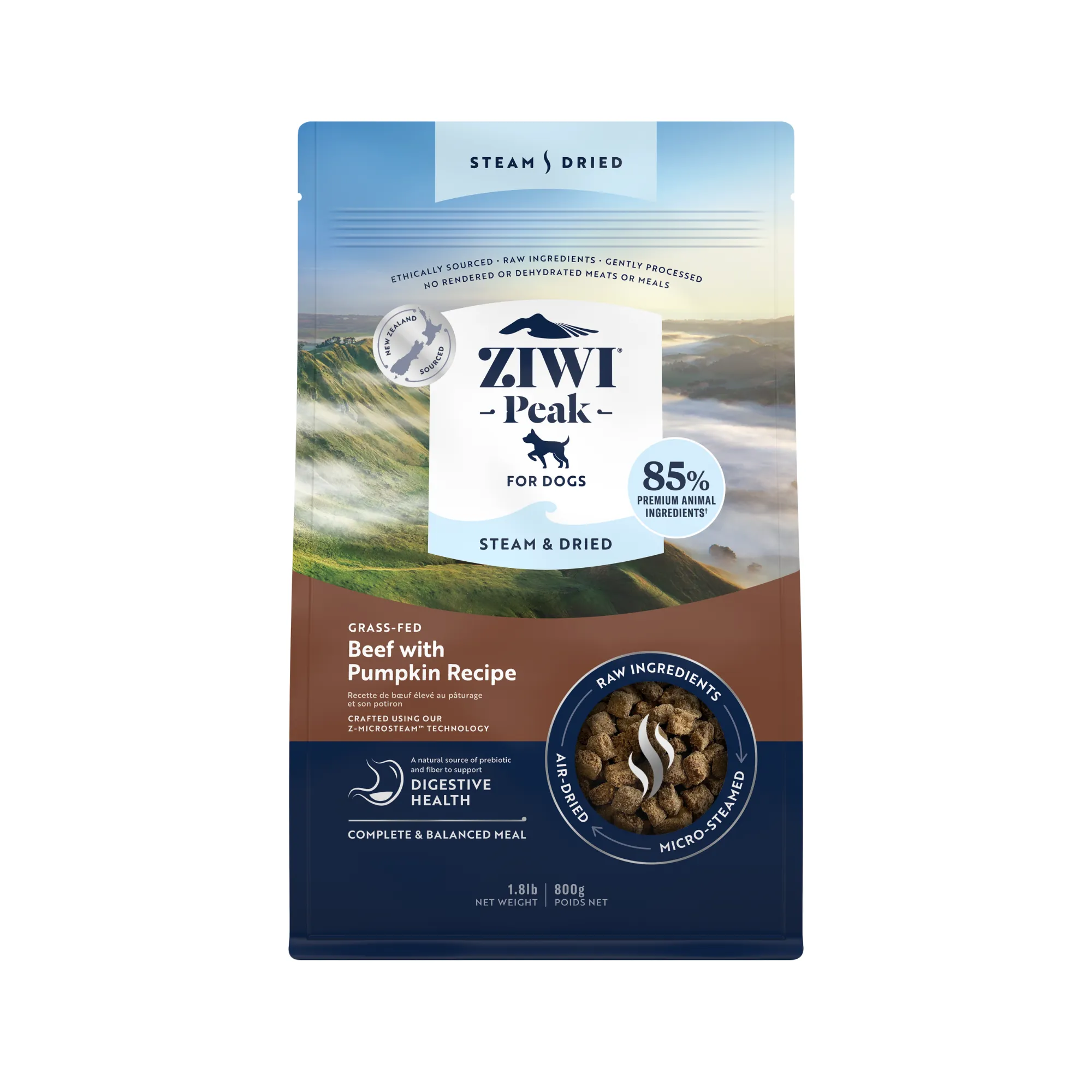 Ziwi Peak Steam & Dried Grass Fed Beef With Pumpkin Dry Dog Food